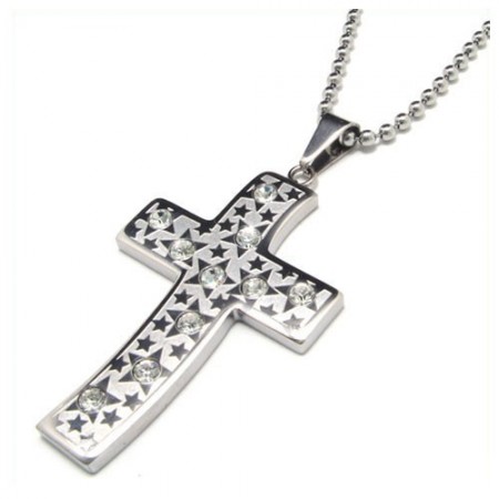 Titanium diamond cross necklace pendant for men