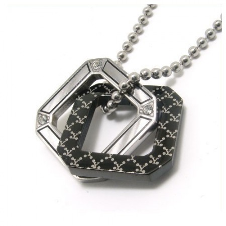 Two Square Fashion Gift Titanium necklace pendant