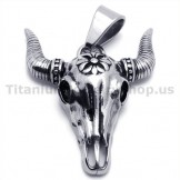 Vintage Native American Titanium Buffalo Skull Pendant  - Free Chain 18880