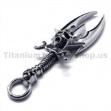Sword Skull Design Titanium Pendant - Free Chain 19030