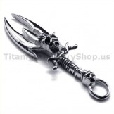 Sword Skull Design Titanium Pendant - Free Chain 19030