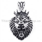 Titanium Lion King Head Pendant - Free Chain 19157