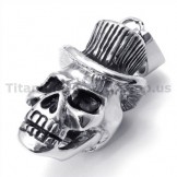 Titanium Skull Design Pendant with Hat - Free Chain 19232