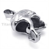 Titanium Skull Design Pendant with Movable Tongue - Free Chain 19233