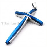 Blue Color Cross Titanium Pendant - Free Chain 19231