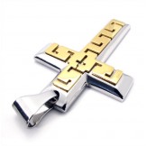 Golden Cross Titanium Pendant - Free Chain 19319