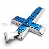 Blue Color Titanium Cross Pendant - Free Chain 19320