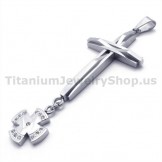 Silver Cross Titanium Pendant with Diamonds - Free Chain 19341