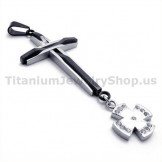 Black Cross Titanium Pendant with Diamonds - Free Chain 19343