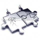 Jigsaw Puzzle Titanium Lovers Pendants-Free Chains 13805