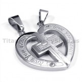 "Love You Really" Titanium Lovers Pendants with Diamond-Free Chains 19099