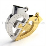 "Love You Really" Gloden Titanium Lovers Pendants with Diamond-Free Chains 19