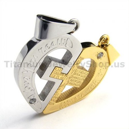 "Love You Really" Gloden Titanium Lovers Pendants with Diamond-Free Chains 19100
