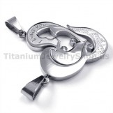 Sweetheart and Cross Titanium Lovers Pendants with Diamonds-Free Chains 19107
