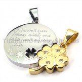 Gloden Four Leaves Clover Titanium Lovers Pendants-Free Chains 19118