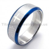 Cross Titanium Ring(Blue) 19270
