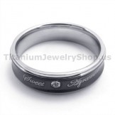 Sweetheart Black Titanium Ring with Diamond 19307