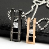 "DARE TO LOVE" Lovers Titanium Pendants with Diamonds Valentine's Day Gifts - Free Chains