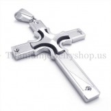 fashion silver embedded small cross with diamond titanium cross pendant 19649