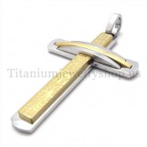 two layers gold fashion titanium cross pendant 19663