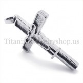 carved jesus pattern titanium cross pendant  19673