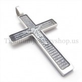 carved jesus pattern and bible fashion titanium cross pendant 19681