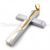 golden fashion man titanium cross pendant 19635