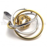 gold Multi-ring engraved with "take time love" titanium pendant 20018