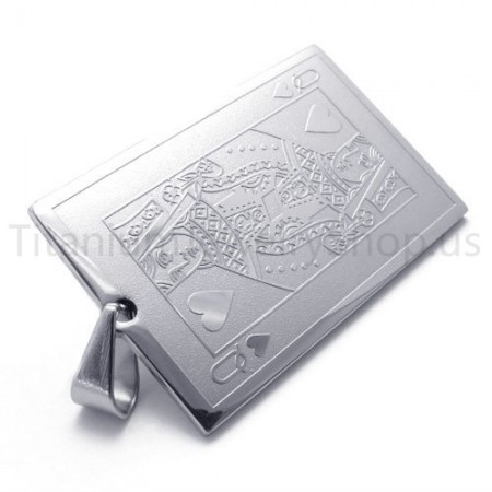 2012 New Silvery Playing Card Titanium Pendant(Q) 20145