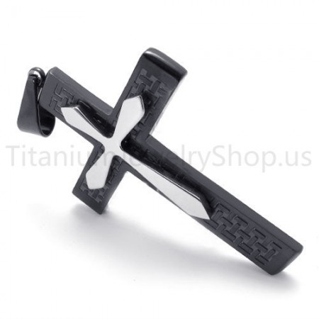 2012 New Two Layers Black Cross Titanium Pendant 20153