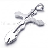 2012 New Silvery Carving Letters Cross Titanium Pendant 20160