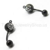 Black  Mini Titanium Inlayed Diamond Earrings 15561