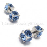Boxes Titanium Inlayed blue Diamond Earrings 15565