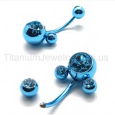 Blue Flower Titanium Inlayed Diamond Earrings 16965