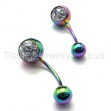 Color Mini Titanium Inlayed Diamond Earrings 16966