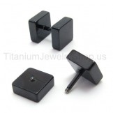 Black Titanium Boxes Barbell Earrings 18526