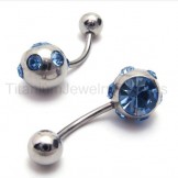 Silver Slim Titanium Blue Diamond Earrings 18535
