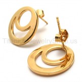 Gold Two-loop Titanium Earrings 18562