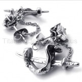 Sword and Flower Titanium Earrings 20347