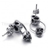 Double-face Skull Titanium Earrings 20353