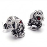 One Red Eye Skull Titanium Earrings 20355