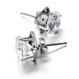 Inlayed Diamond Titanium Earrings 18573