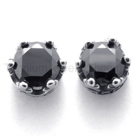 Retro Crown Titanium Earrings 20256