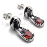 Red Diamond Retro Titanium Earrings 20338