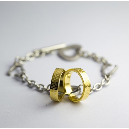 Gold double circle titanium bracelet