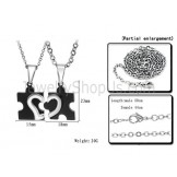 Titanium Black and Silver Sweetheart Lovers Pendants with Free Chains 265
