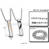 Titanium Rose Gold and Black Sweetheart Lovers Pendants with Free Chains C697