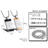 Titanium Rose Gold and Black Rectangle "Make & a Vow" Lovers Pendants with Rhinestones and Free Chains C728