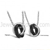 Titanium Black and Silver Rings Lovers Pendants with Free Chains C643