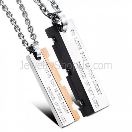 Titanium Rose Gold and Black Great Wall Lovers Pendants with Free Chains C621